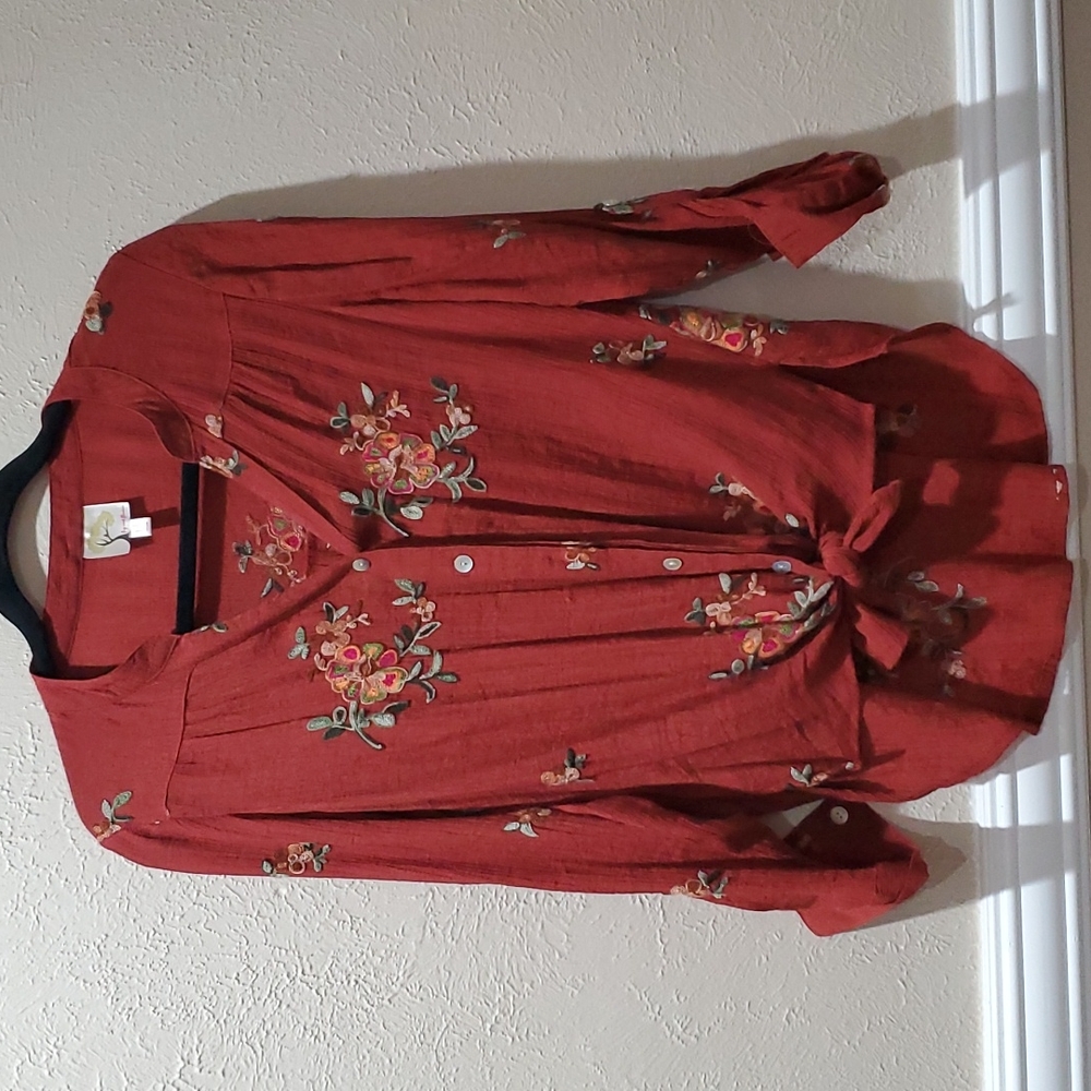 Red&Brown mixed color full hand shirt